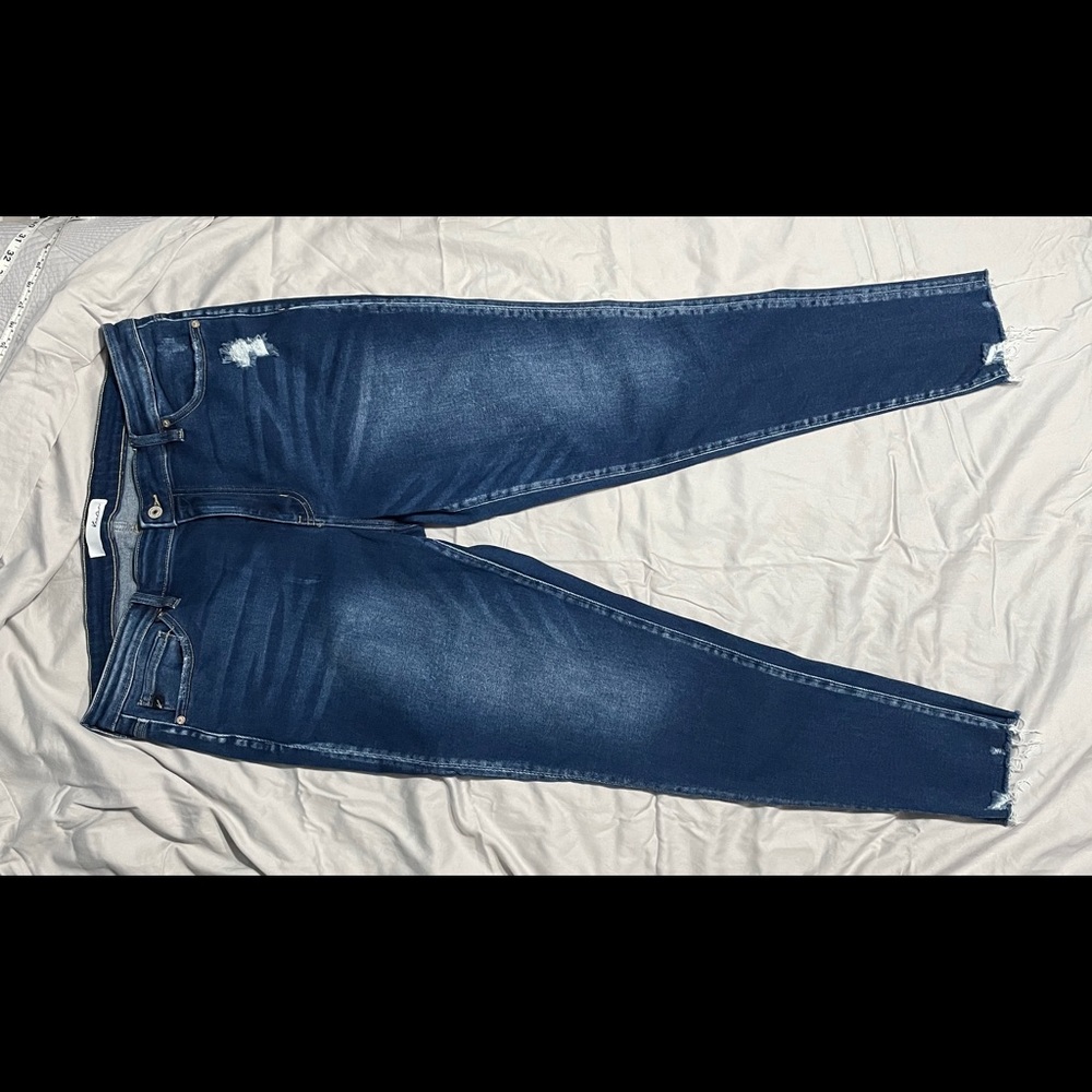 Plus Size KanCan (from Chic Soul) 2x Dark Distressed Skinny Jeans